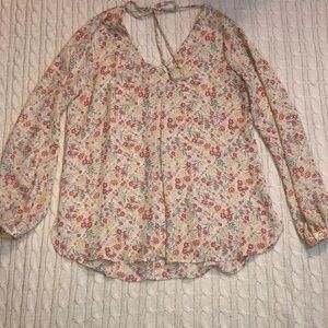 💜 Long Sleeve Lauren Conrad Lightweight Floral Print Blouse